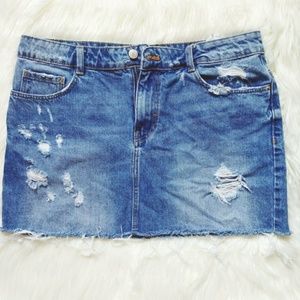 Flash Sale ❤Zara Distressed Jean Denim Skirt